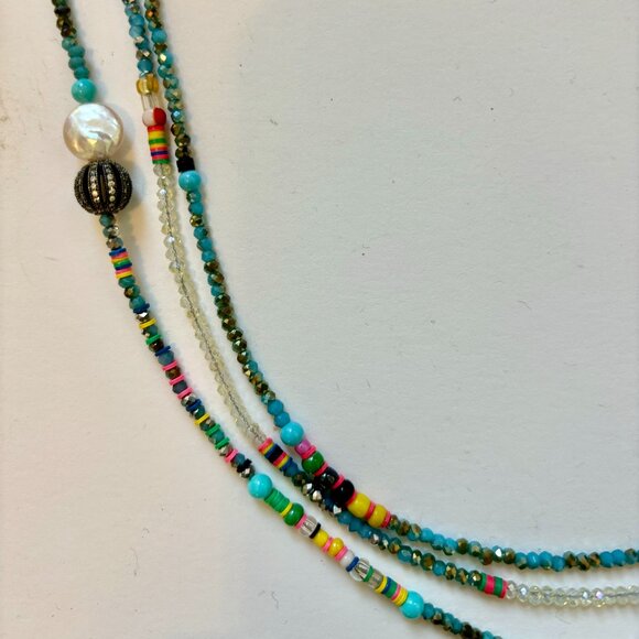 Maison Bettina Duncan Multi-strand crystal bead and African bead necklace - Picture 4 of 7